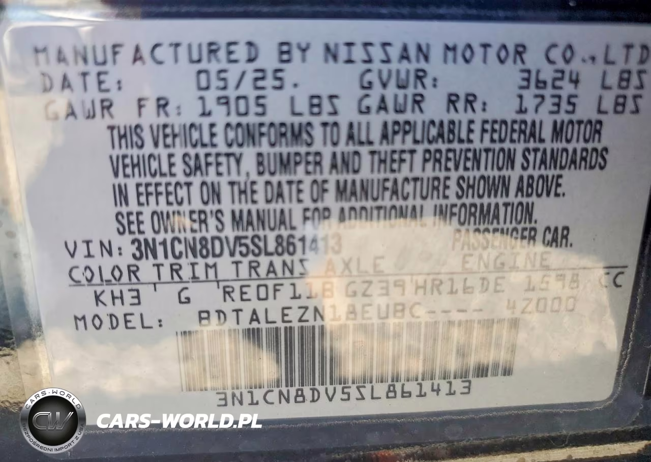 2025 Nissan Versa S VIN:3N1CN8DV5SL861413 - 12