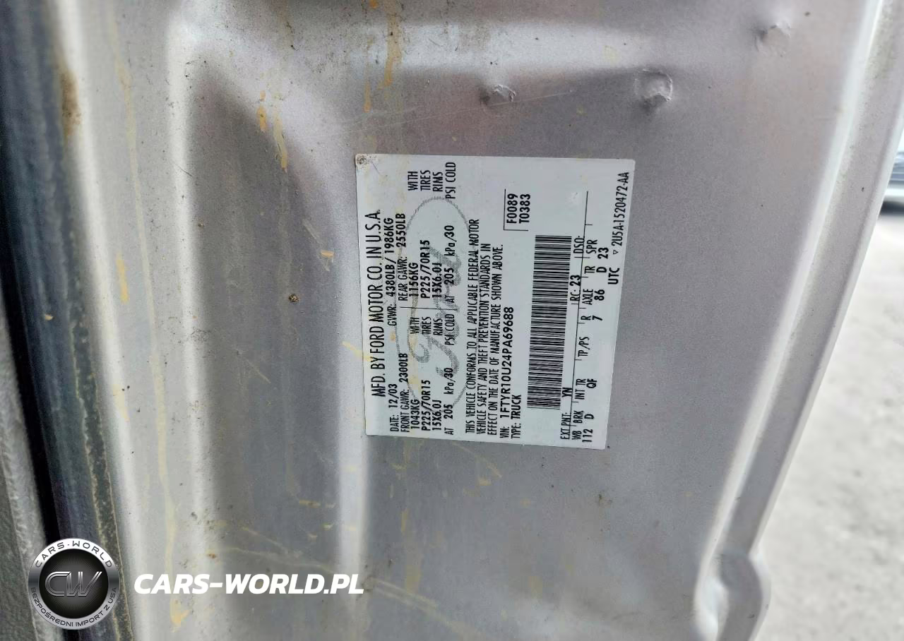2004 Ford Ranger VIN:1FTYR10U24PA69688 - 12