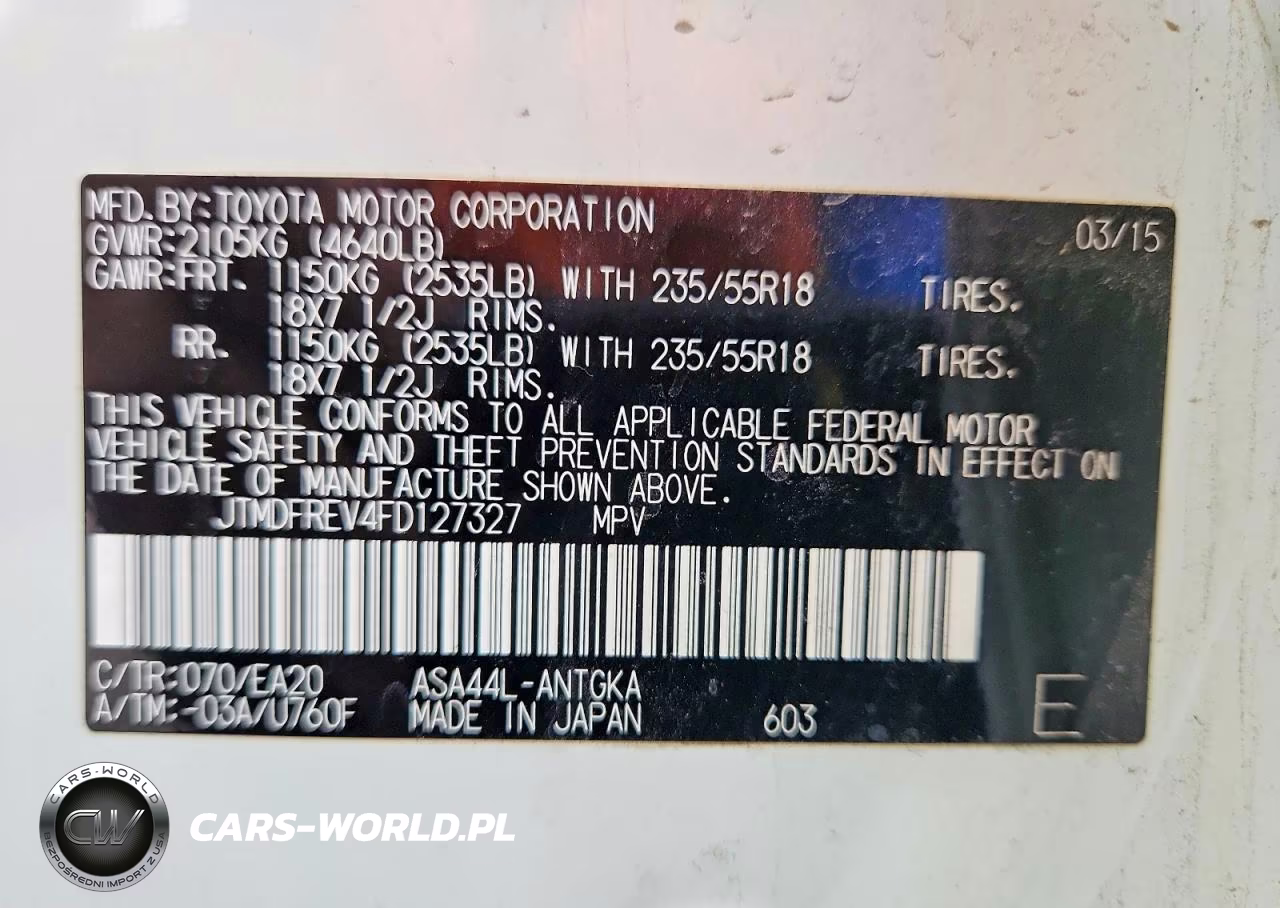 2015 Toyota Rav4 Limited VIN:JTMDFREV4FD127327 - 13