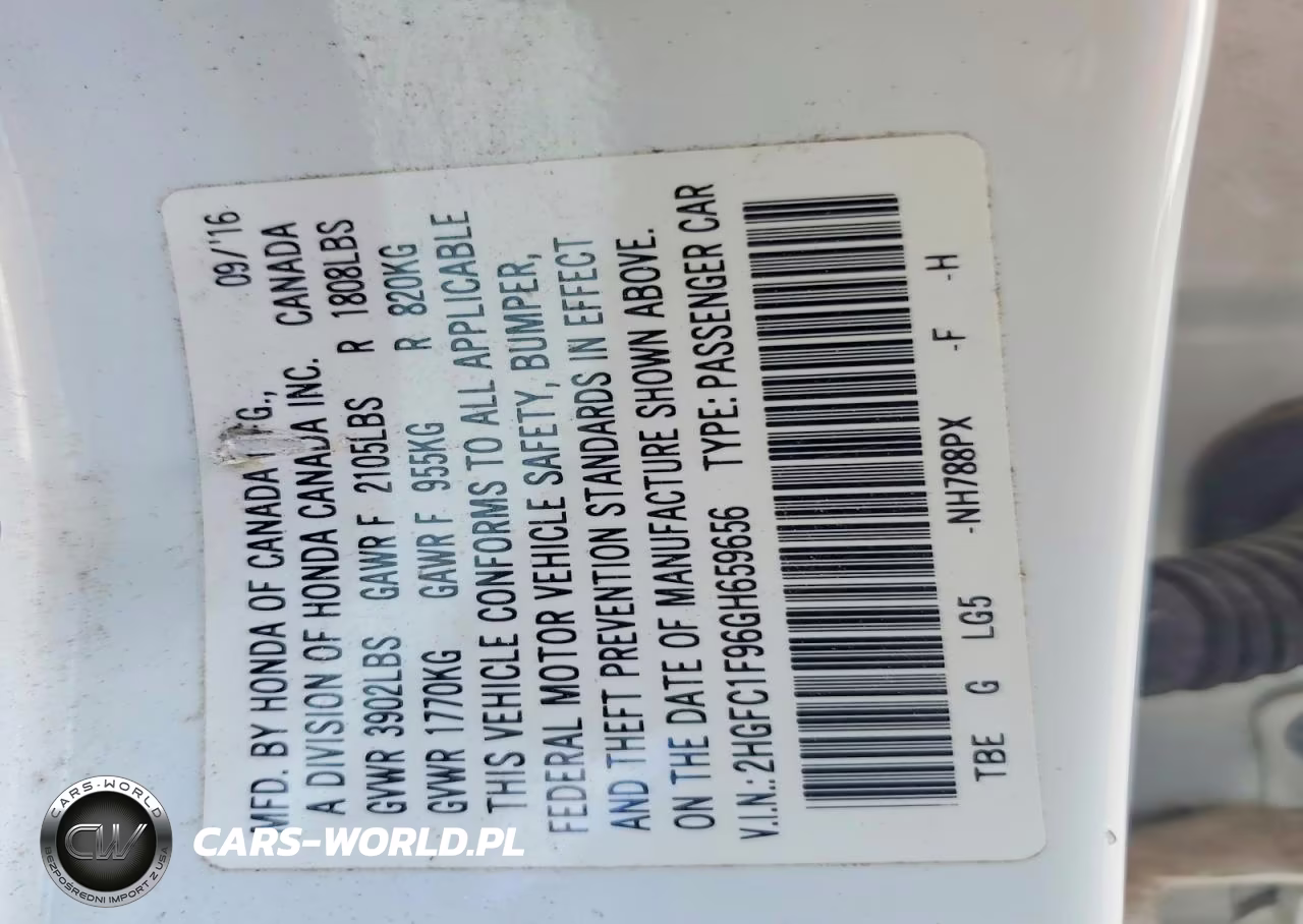 2016 Honda Civic Touring VIN:2HGFC1F96GH659656 - 13