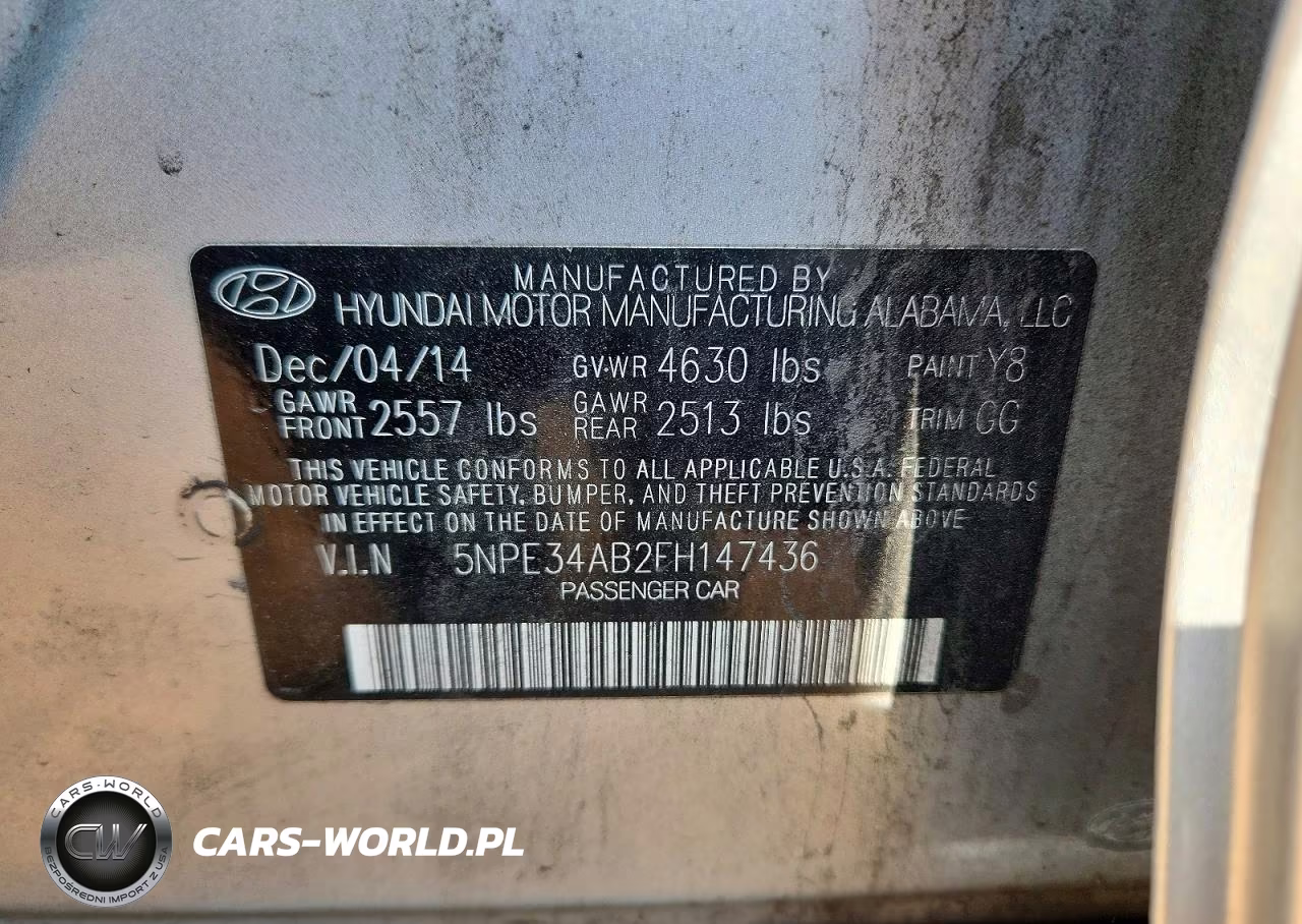 2015 Hyundai Sonata Limited 2.0T VIN:5NPE34AB2FH147436 - 13