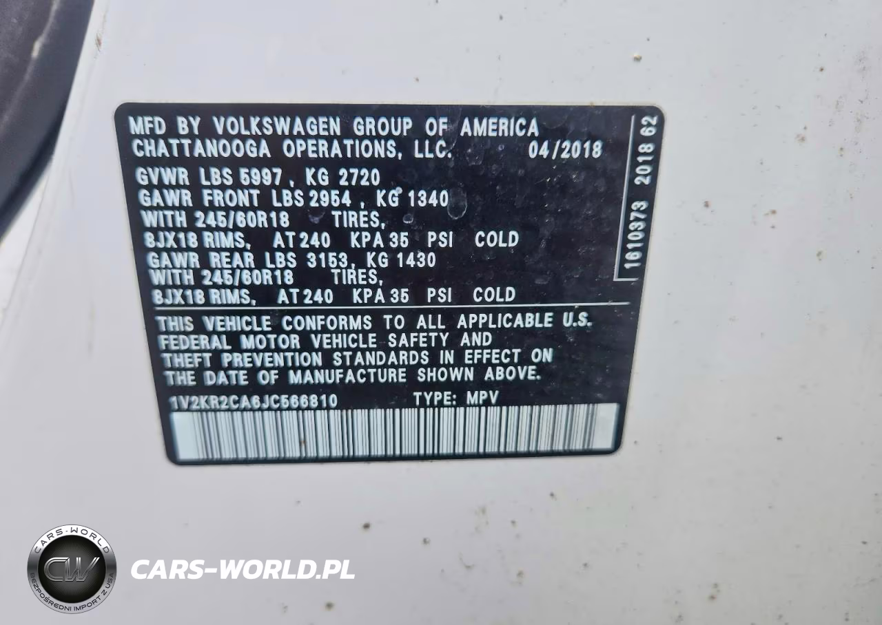 2018 Volkswagen Atlas Se VIN:1V2KR2CA6JC566810 - 14