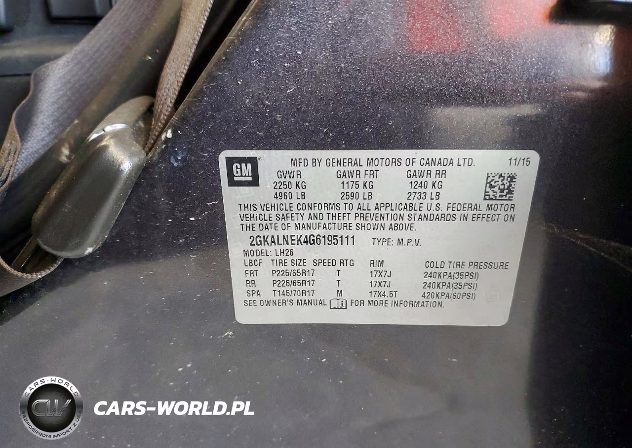 2016 GMC Terrain Sle VIN:2GKALNEK4G6195111 - 12
