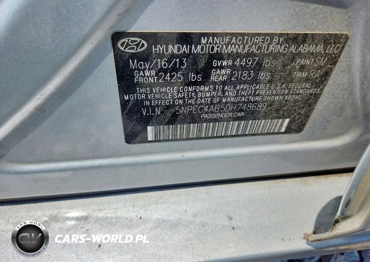 2013 Hyundai Sonata VIN:5NPEC4AB5DH748689 - 12