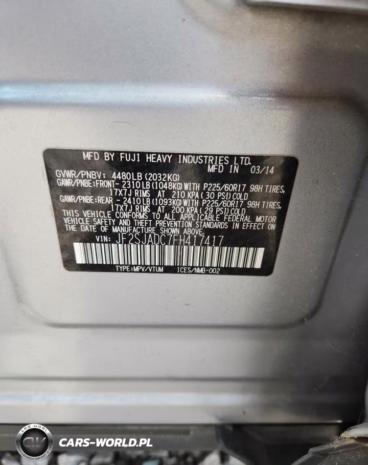 2015 Subaru Forester 2.5I Premium VIN:JF2SJADC7FH417417 - 13