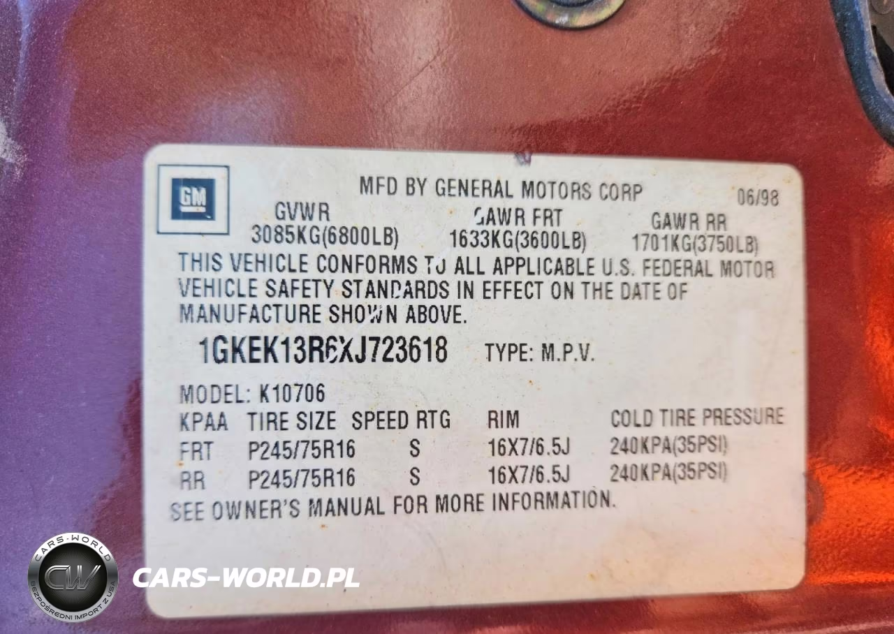 1999 GMC Yukon VIN:1GKEK13R6XJ723618 - 13