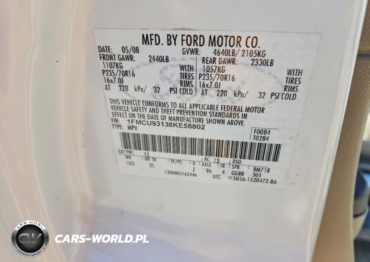 2008 Ford Escape Xlt VIN:1FMCU93138KE58802 - 13