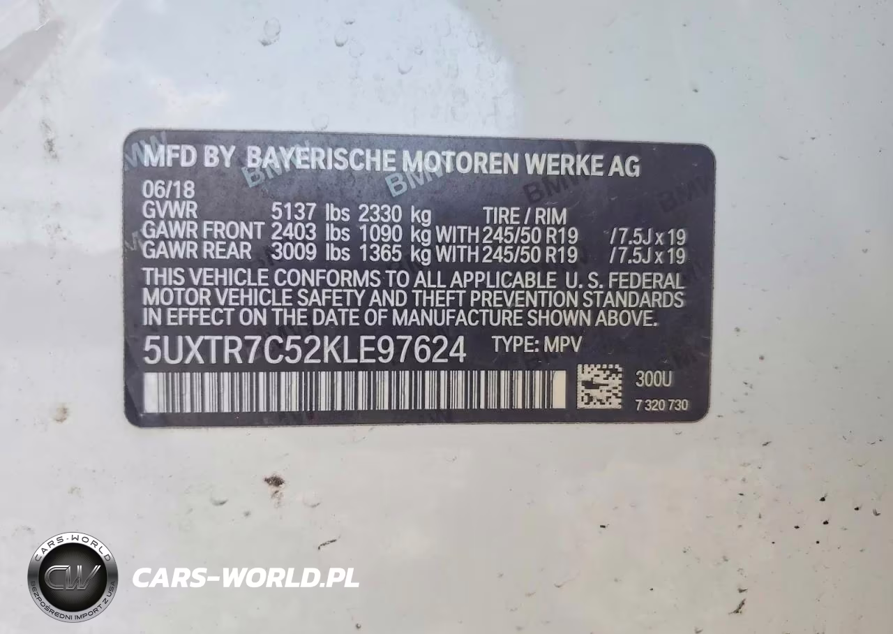 2019 BMW X3 Sdrive30I VIN:5UXTR7C52KLE97624 - 12
