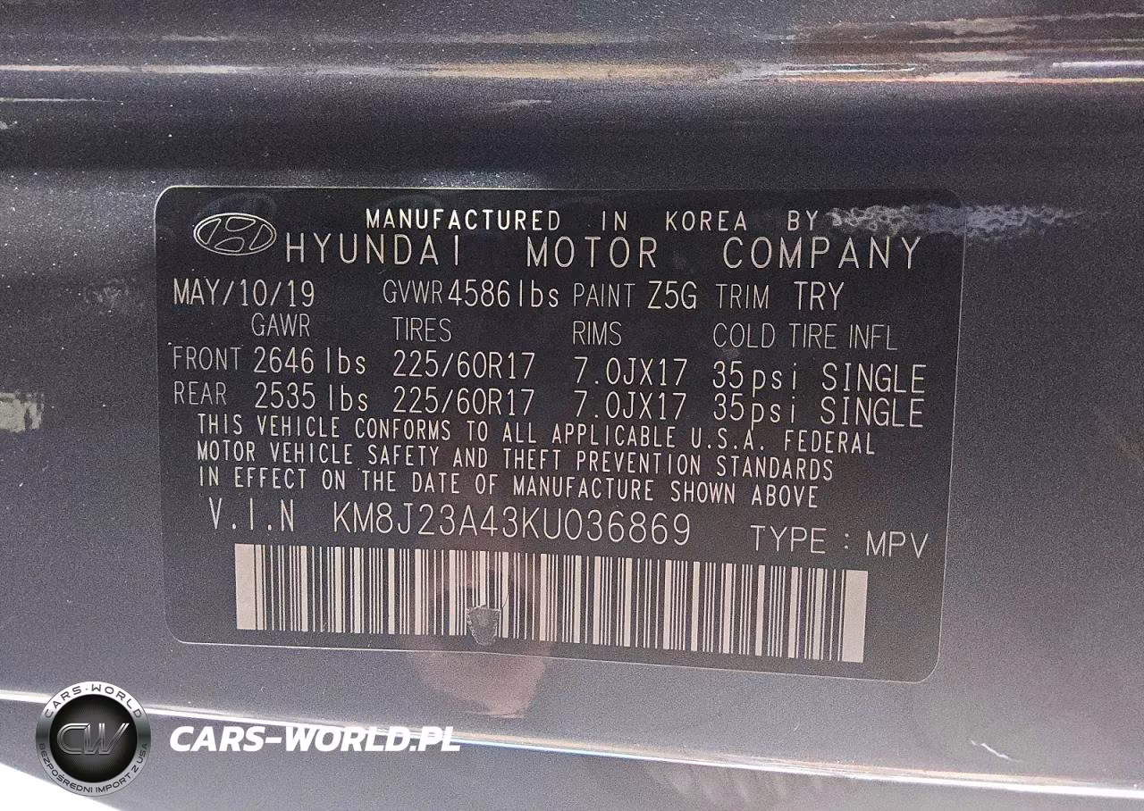 2019 Hyundai Tucson Se VIN:KM8J23A43KU036869 - 13