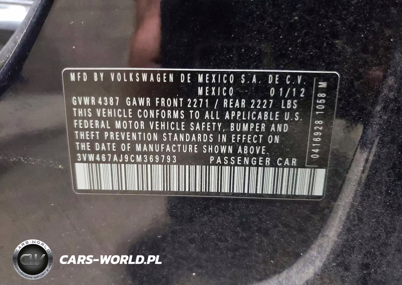 2012 Volkswagen Jetta Gli VIN:3VW467AJ9CM369793 - 12