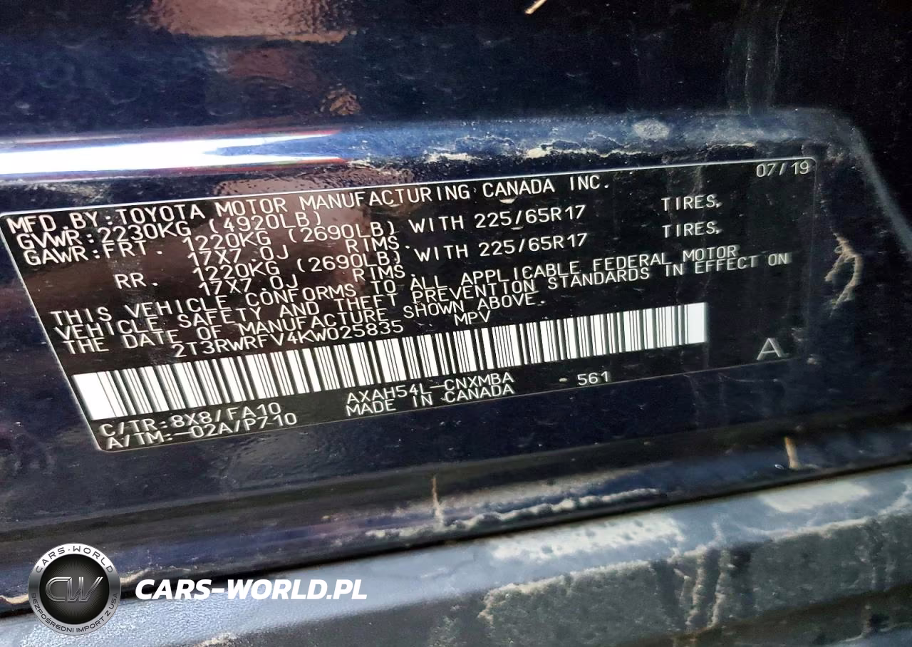 2019 Toyota Rav4 Hybrid Xle VIN:2T3RWRFV4KW025835 - 12