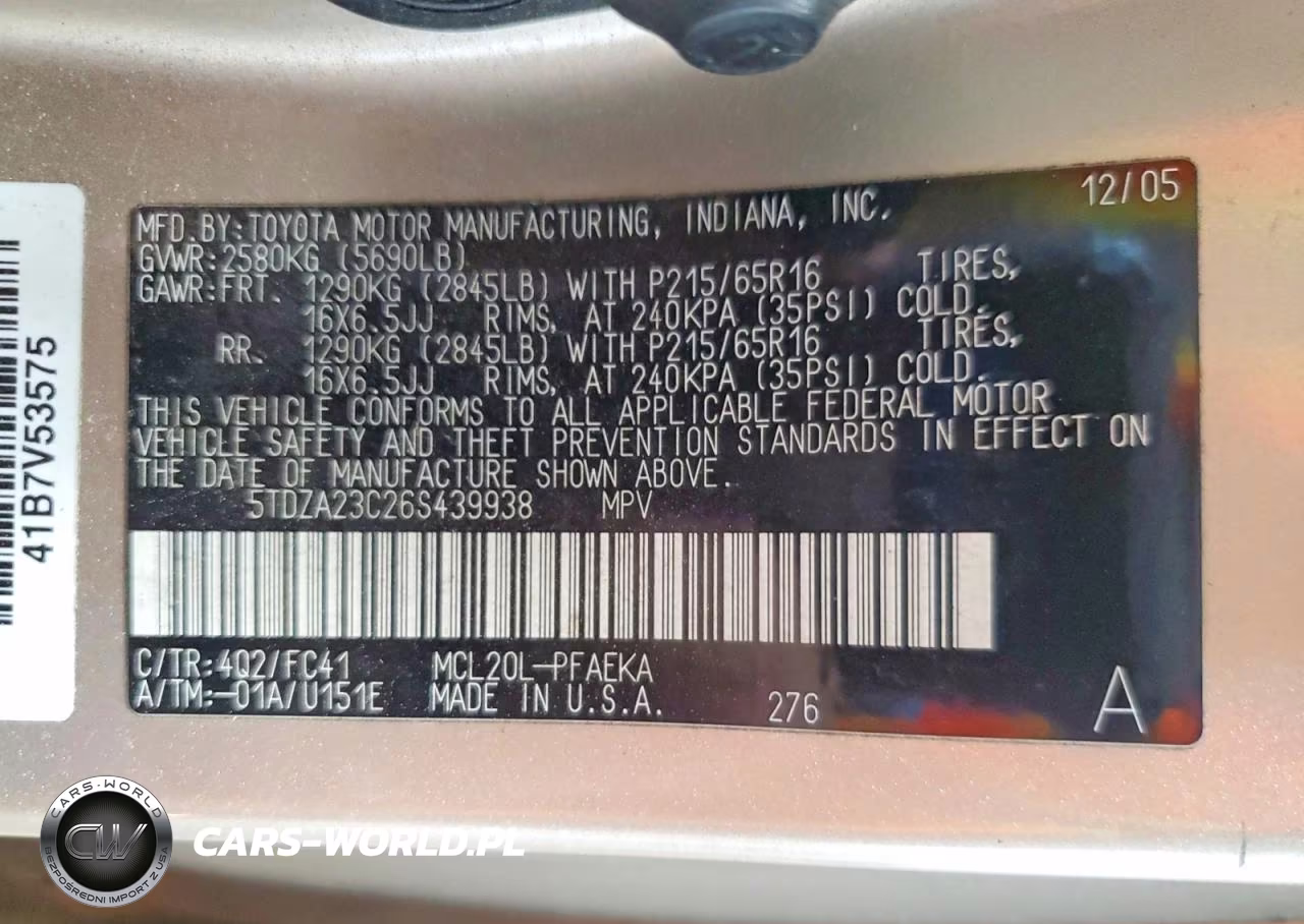 2006 Toyota Sienna Le 7 Passenger VIN:5TDZA23C26S439938 - 13