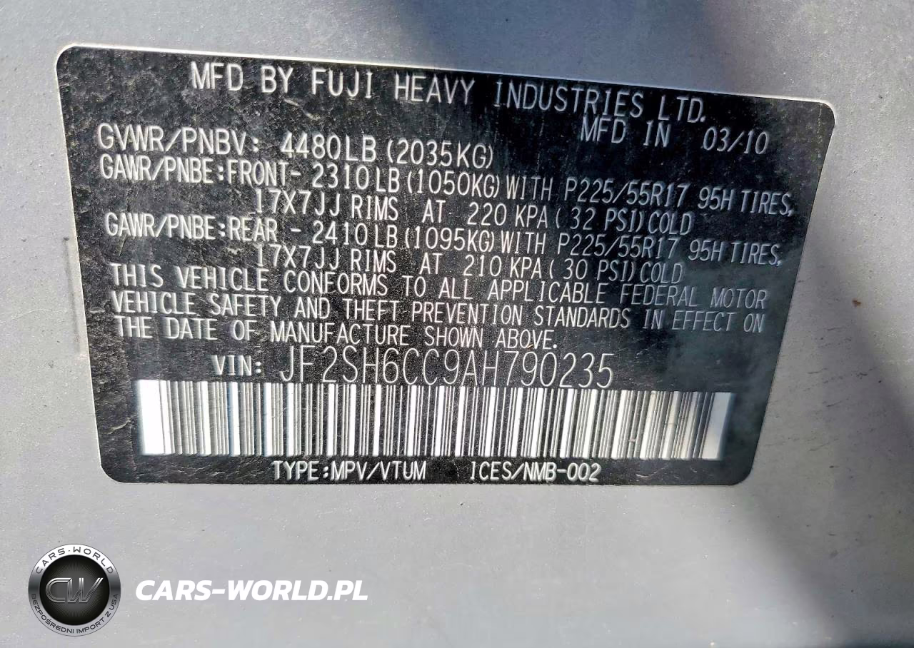 2010 Subaru Forester 2.5X Premium VIN:JF2SH6CC9AH790235 - 13