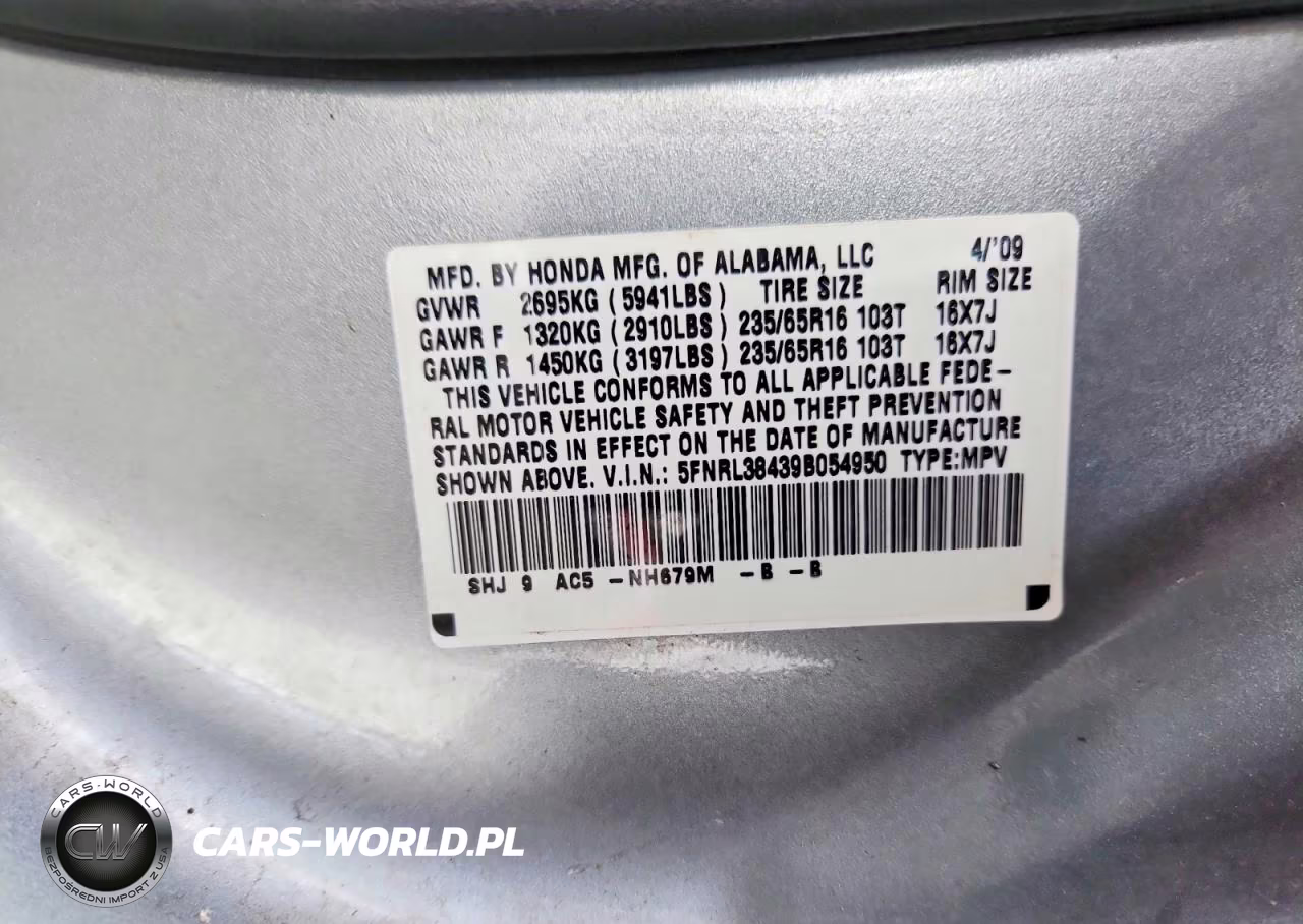 2009 Honda Odyssey Ex VIN:5FNRL38439B054950 - 13