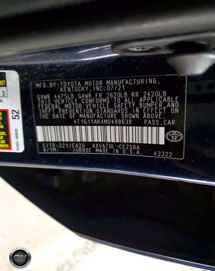 2021 Toyota Camry Se VIN:4T1G11AK4MU488638 - 12