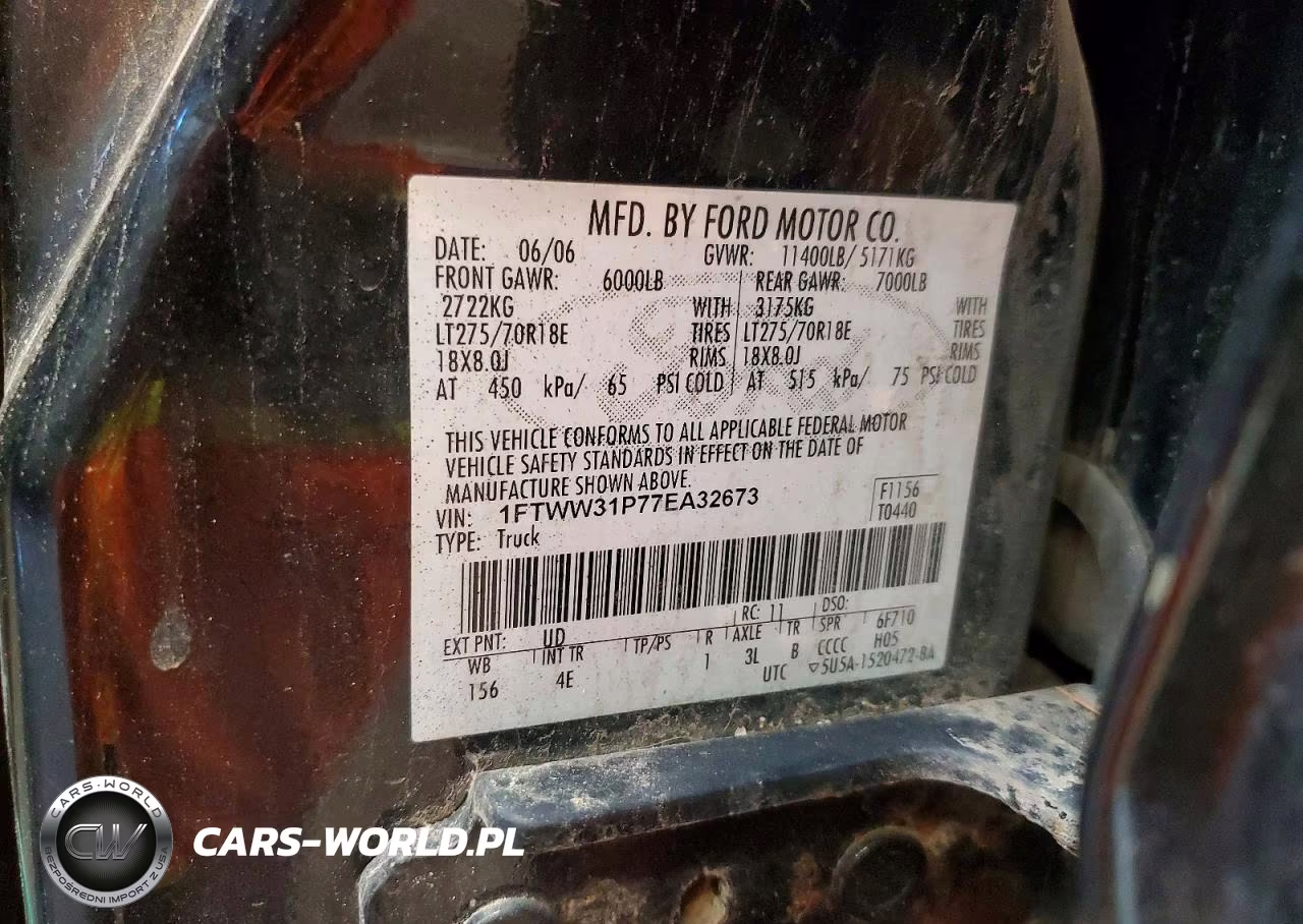 2007 Ford F350 Srw Super Duty VIN:1FTWW31P77EA32673 - 12