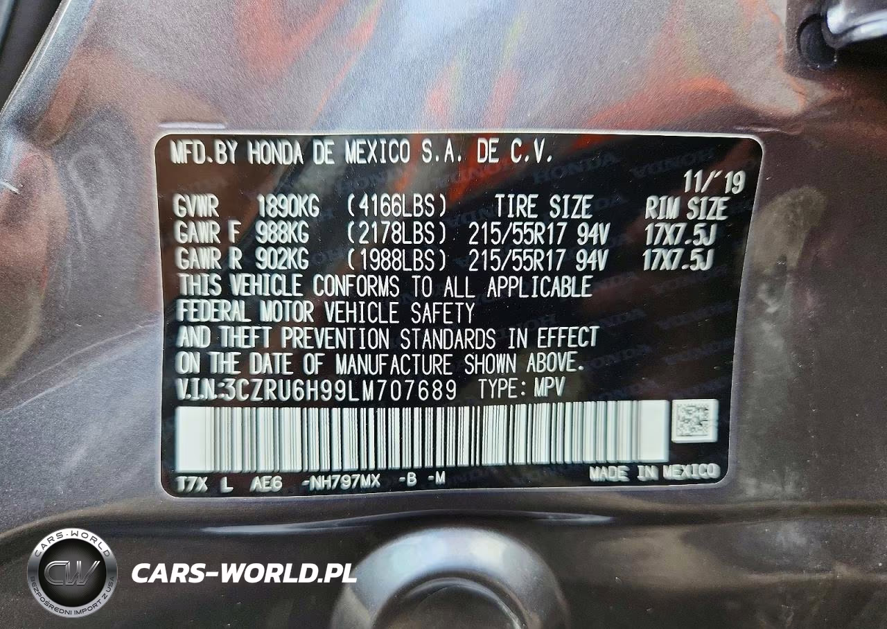 2020 Honda Hr-V Touring VIN:3CZRU6H99LM707689 - 13