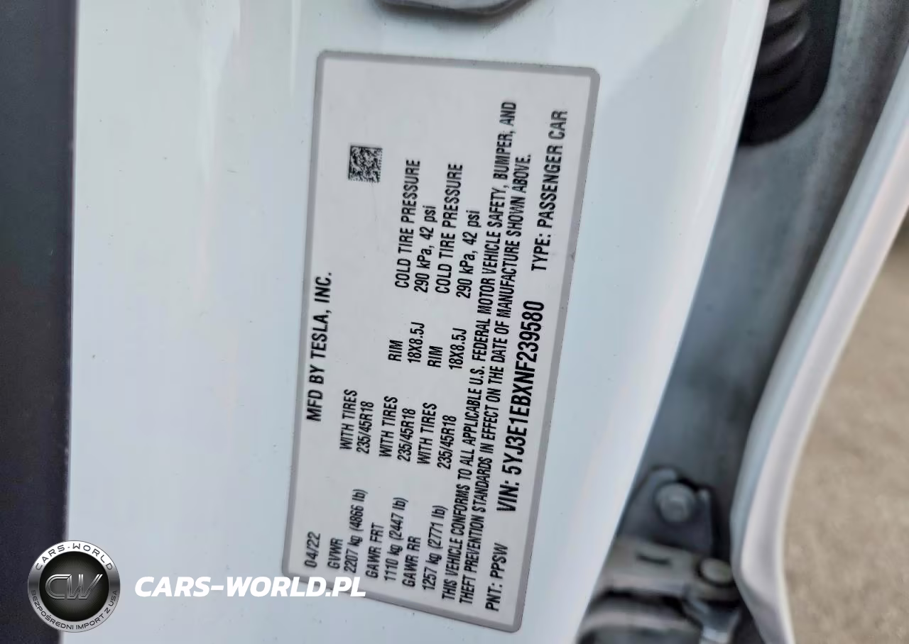2022 Tesla Model 3 VIN:5YJ3E1EBXNF239580 - 12