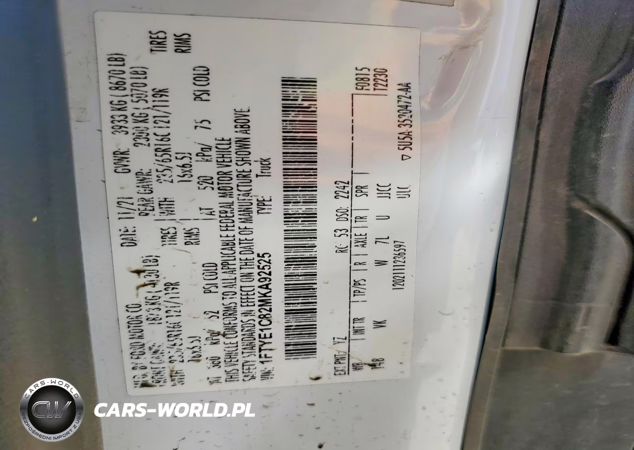 2021 Ford Transit T-150 Delivery Van VIN:1FTYE1C82MKA92525 - 12