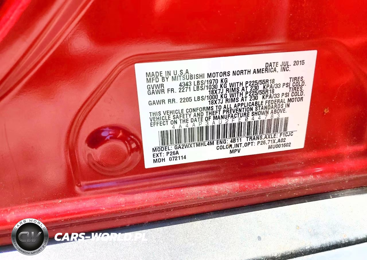2015 Mitsubishi Outlander Sport Es VIN:4A4AP3AU2FE044783 - 13