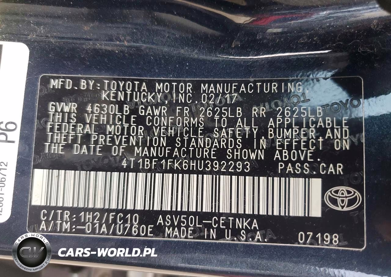 2017 Toyota Camry Le VIN:4T1BF1FK6HU392293 - 12