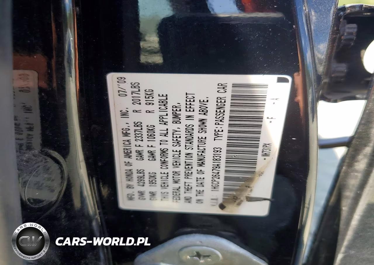 2009 Honda Accord Lxp VIN:1HGCP26479A183193 - 12