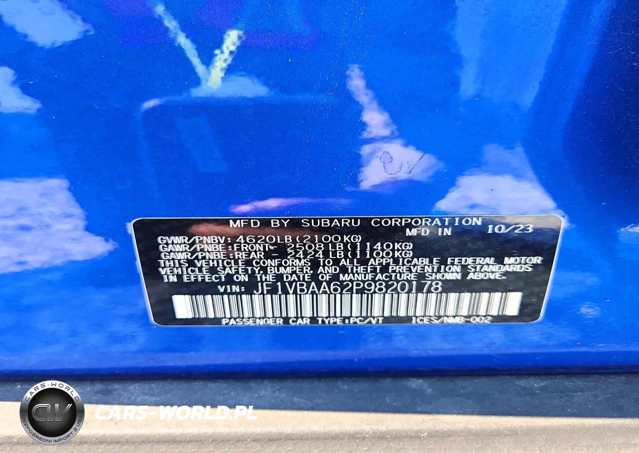 2023 Subaru Wrx VIN:JF1VBAA62P9820178 - 12