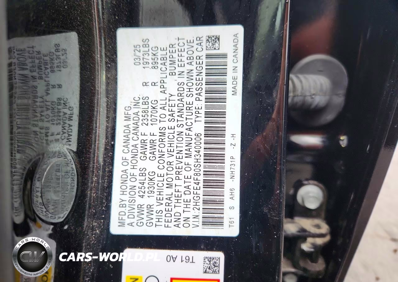 2025 Honda Civic Sport VIN:2HGFE4F80SH340006 - 12