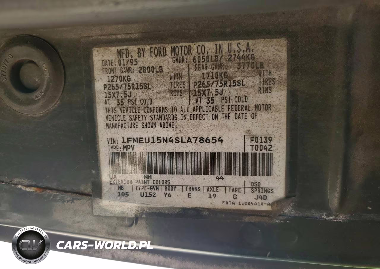 1995 Ford Bronco U100 VIN:1FMEU15N4SLA78654 - 12
