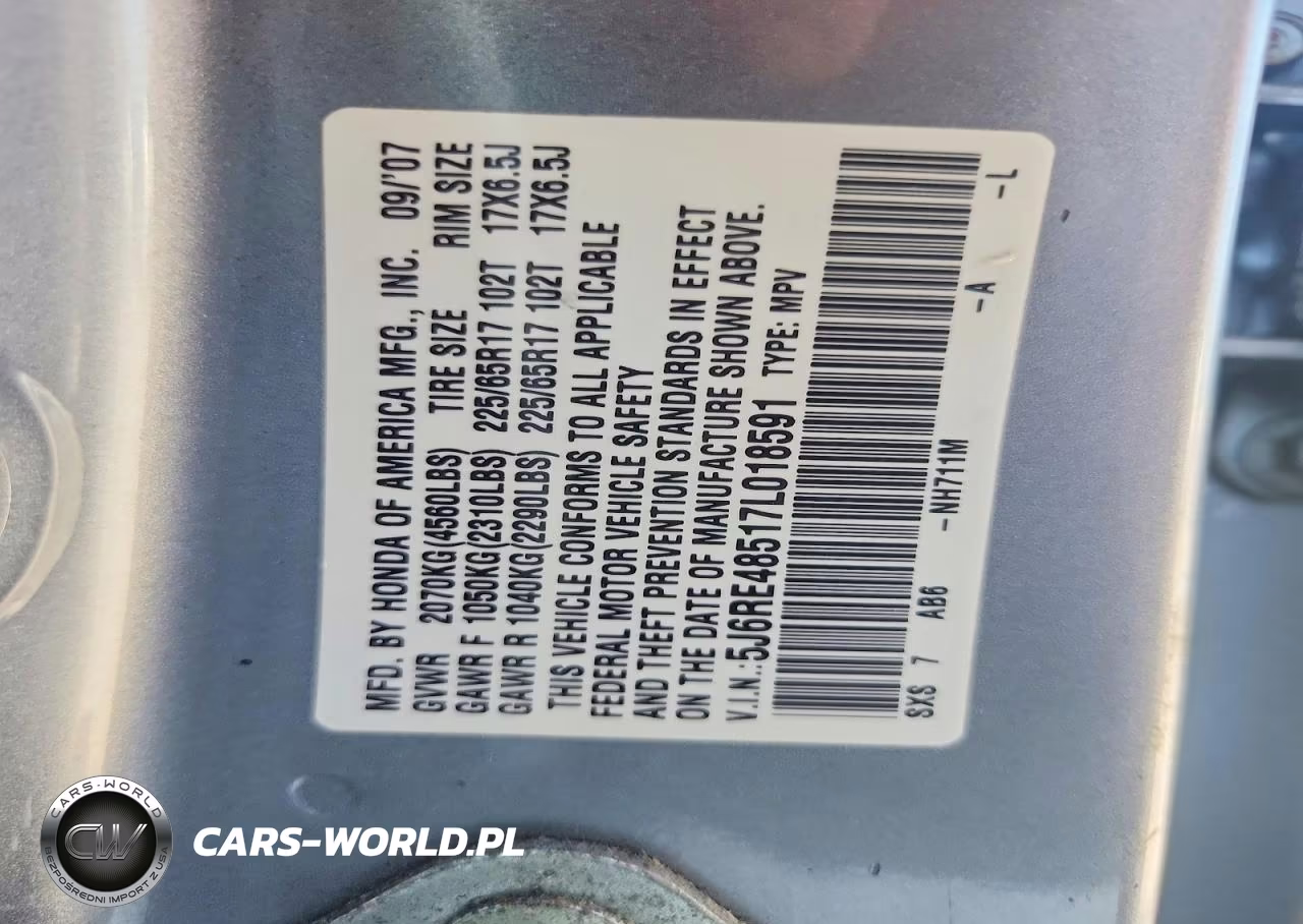 2007 Honda Cr-V Ex VIN:5J6RE48517L018591 - 13