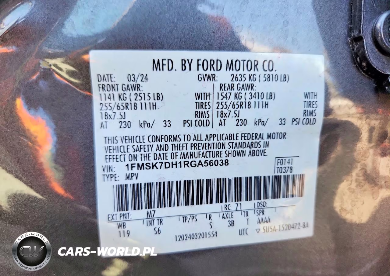 2024 Ford Explorer Xlt VIN:1FMSK7DH1RGA56038 - 12