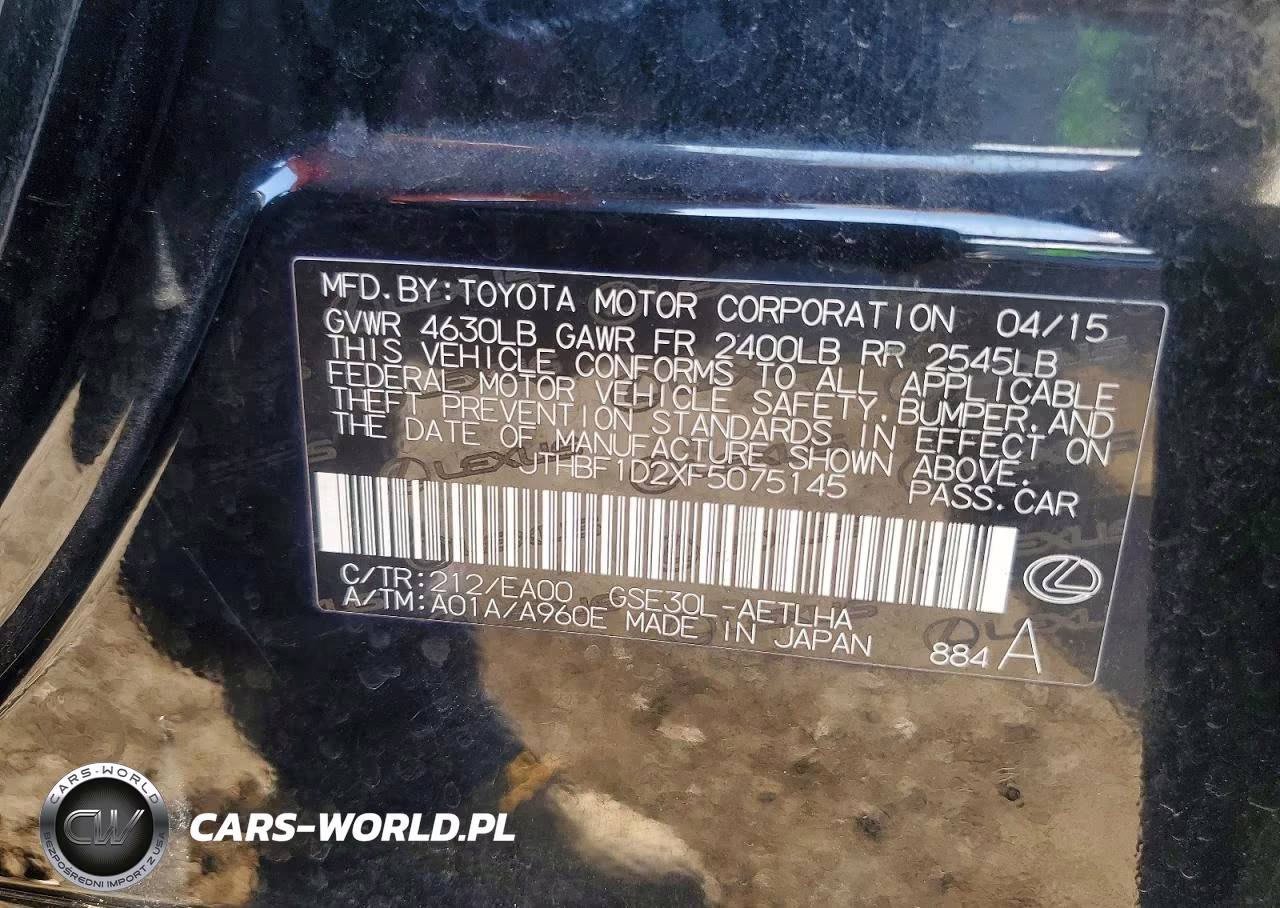 2015 Lexus Is 250 VIN:JTHBF1D2XF5075145 - 12