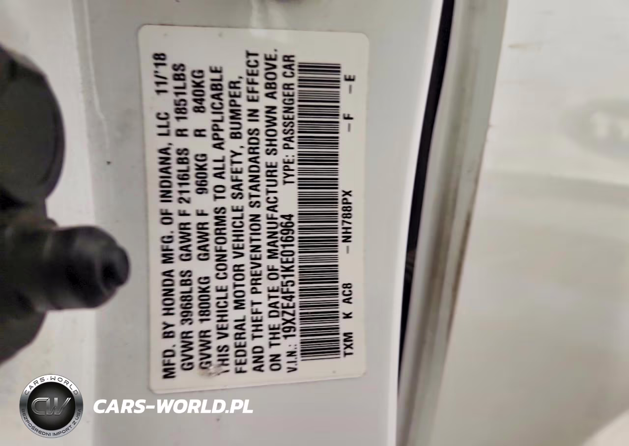 2019 Honda Insight Ex VIN:19XZE4F51KE016964 - 12