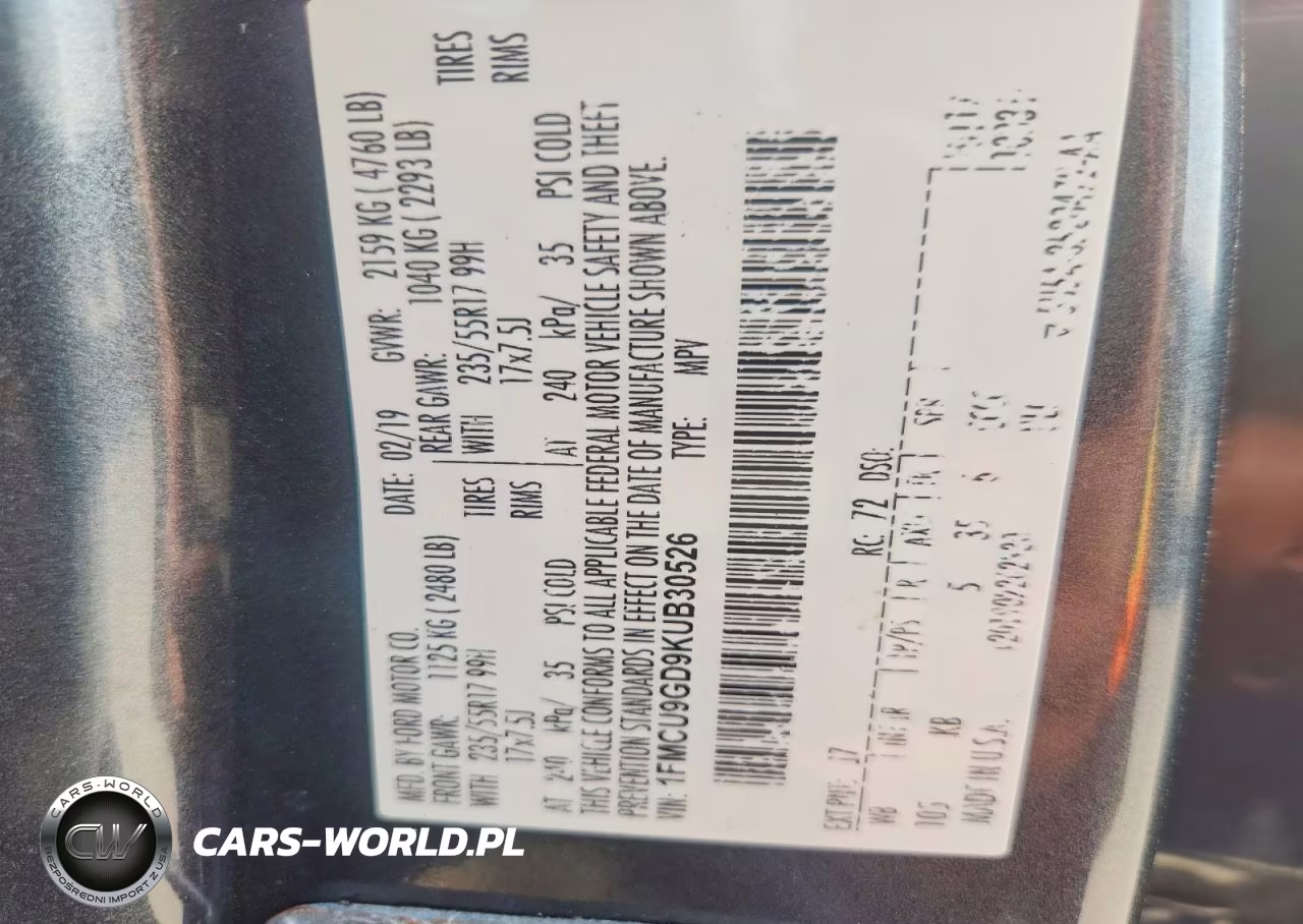 2019 FORD ESCAPE SE VIN:1FMCU9GD9KUB30526 - 13