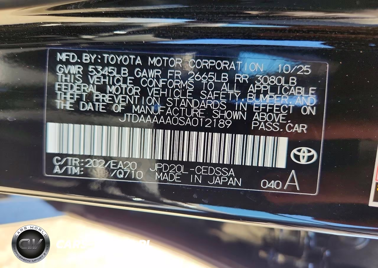 2025 Toyota Mirai Xle VIN:JTDAAAAA0SA012189 - 12