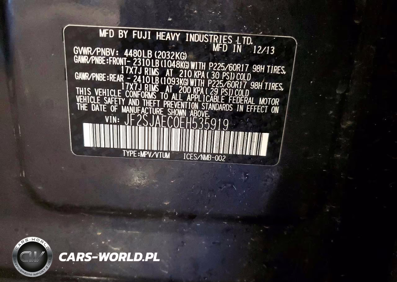 2014 Subaru Forester 2.5I Premium VIN:JF2SJAEC0EH535919 - 14