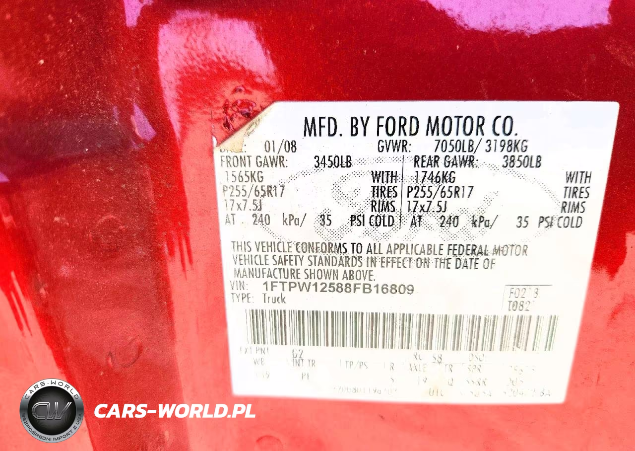 2008 Ford F150 Supercrew VIN:1FTPW12588FB16809 - 13