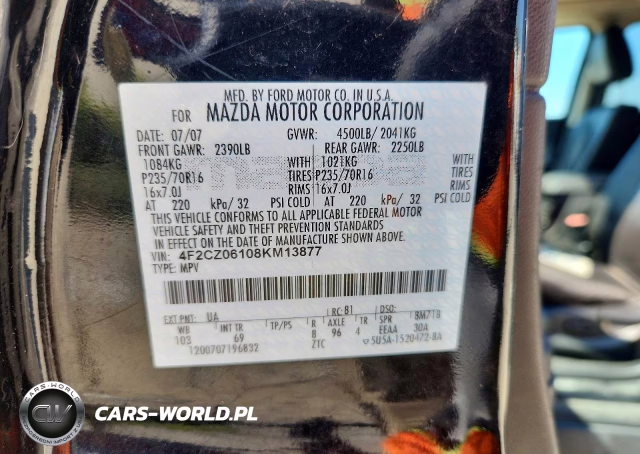 2008 Mazda Tribute S VIN:4F2CZ06108KM13877 - 13