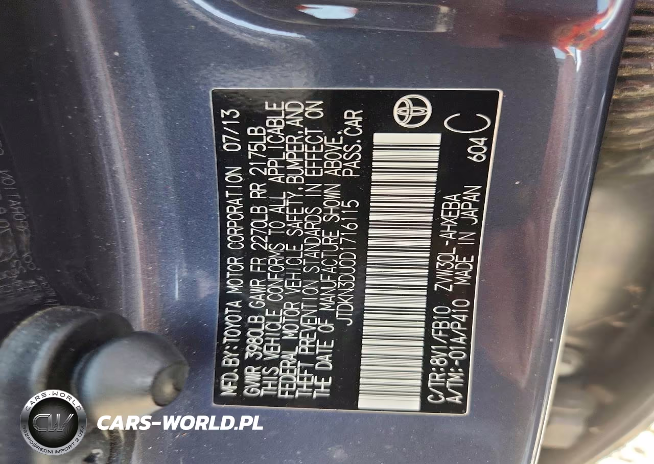 2013 Toyota Prius Two VIN:JTDKN3DU0D1716115 - 12