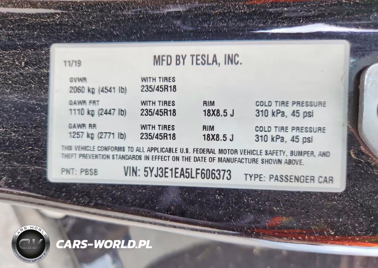2020 Tesla Model 3 VIN:5YJ3E1EA5LF606373 - 12