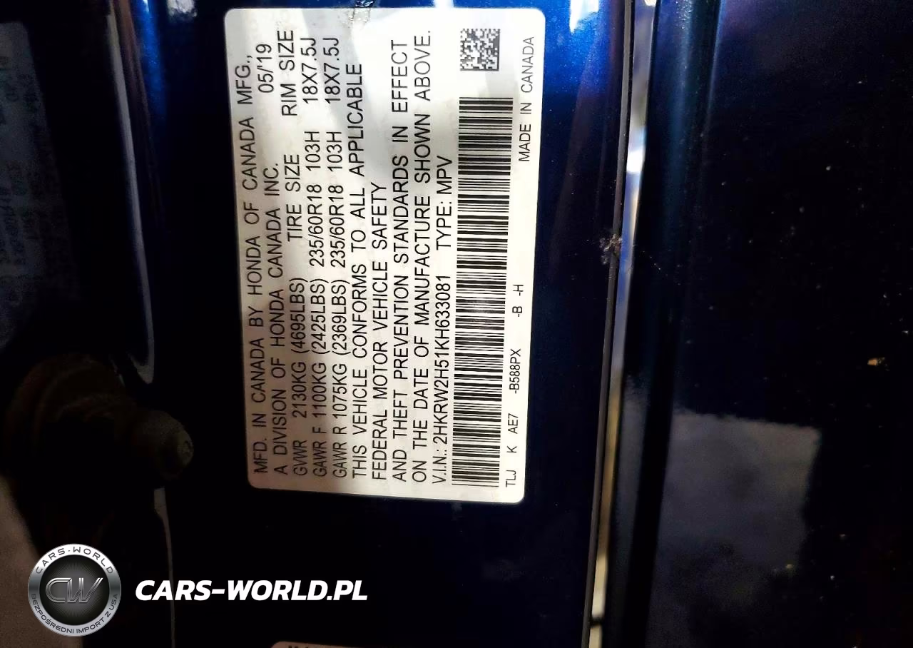 2019 Honda Cr-V Ex VIN:2HKRW2H51KH633081 - 12