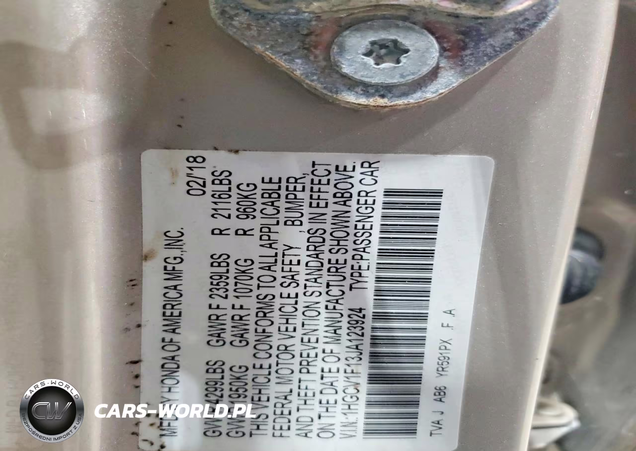 2018 Honda Accord Lx VIN:1HGCV1F13JA123924 - 12