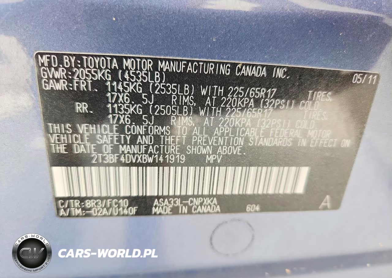 2011 Toyota Rav4 Base VIN:2T3BF4DVXBW141919 - 13