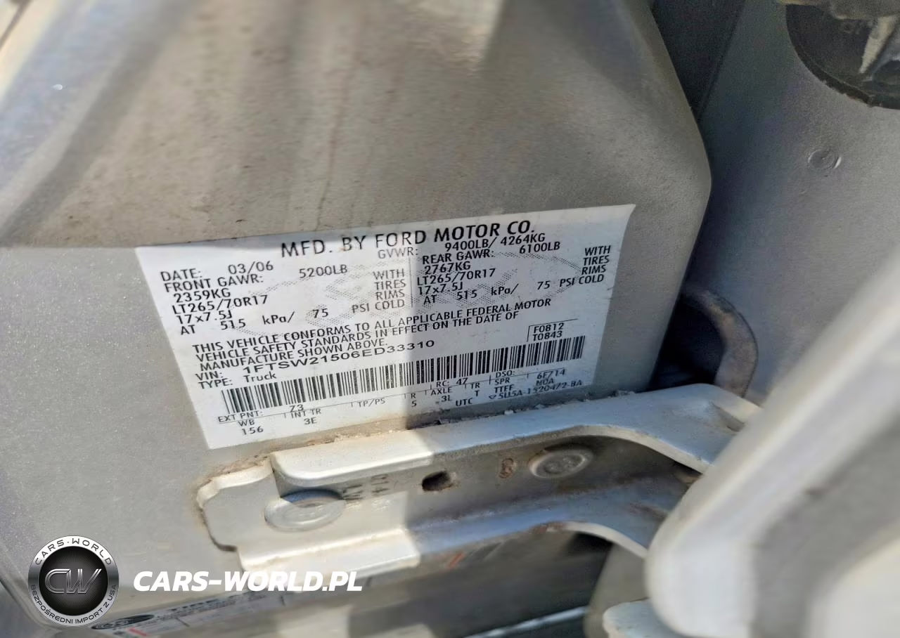 2006 Ford F250 Super Duty VIN:1FTSW21506ED33310 - 12