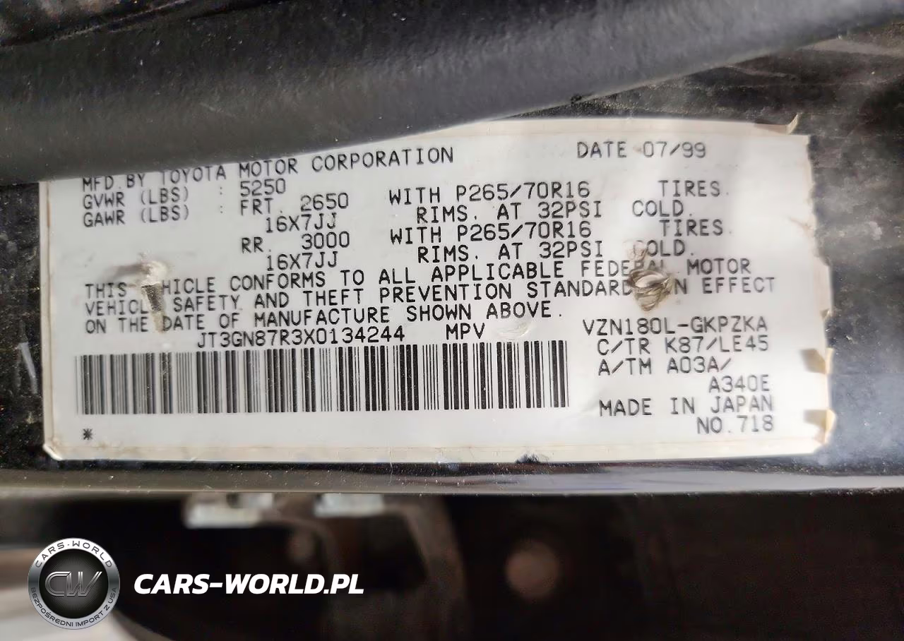 1999 Toyota 4Runner Limited VIN:JT3GN87R3X0134244 - 13