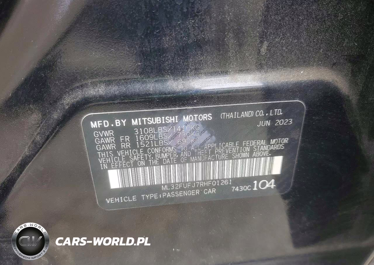 2024 Mitsubishi Mirage G4 Es VIN:ML32FUFJ7RHF01261 - 12