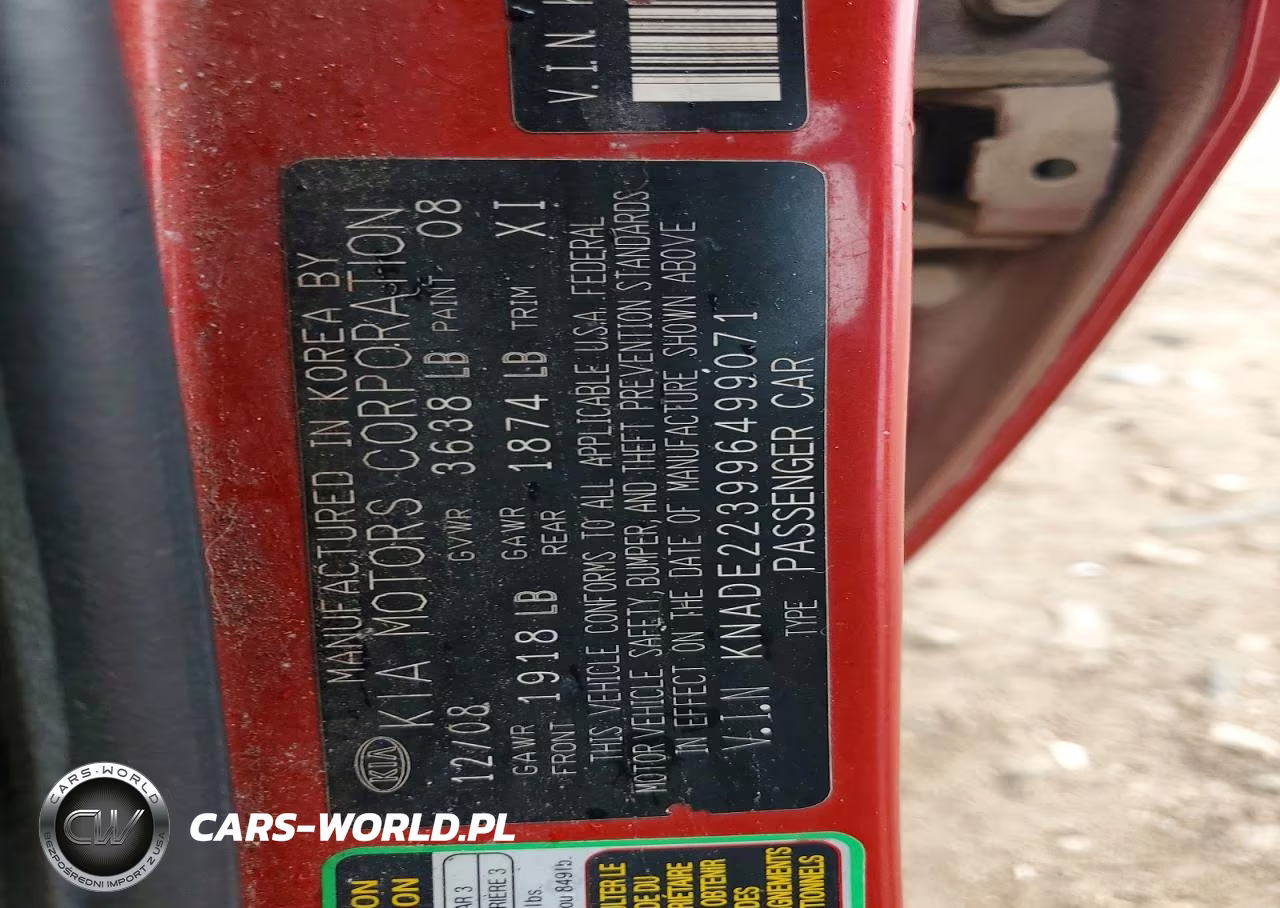 2009 Kia Rio Base VIN:KNADE223996499071 - 12