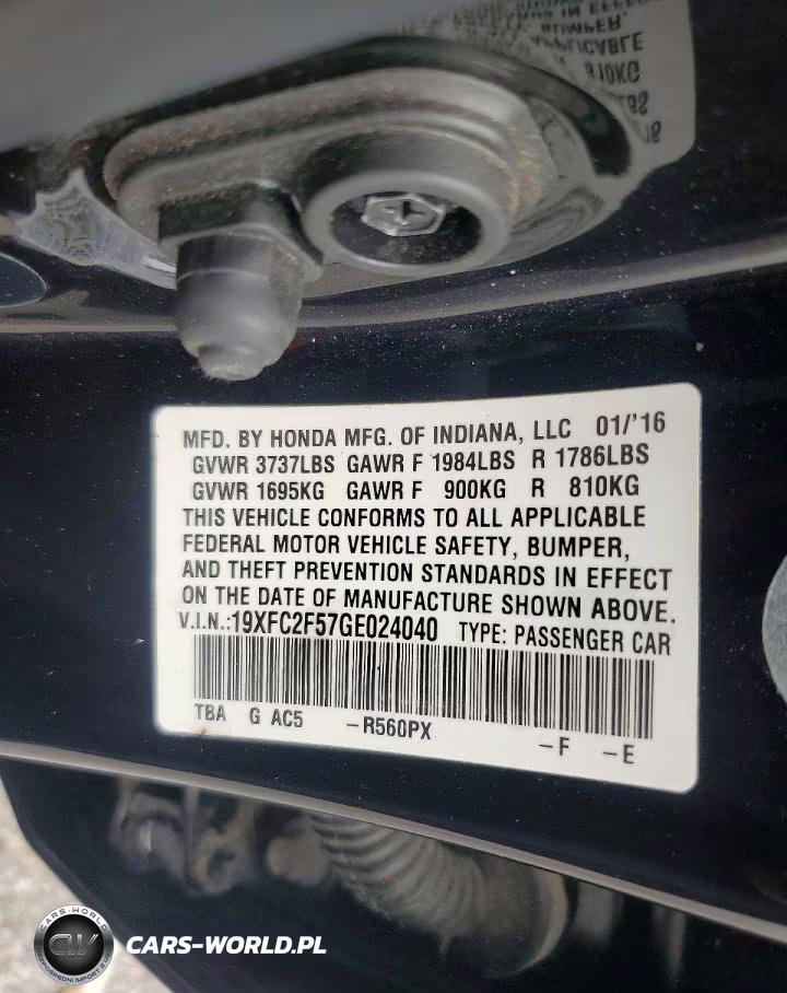 2016 Honda Civic Lx VIN:19XFC2F57GE024040 - 12