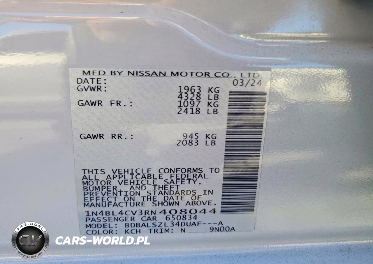 2024 Nissan Altima Sr VIN:1N4BL4CV3RN408044 - 12