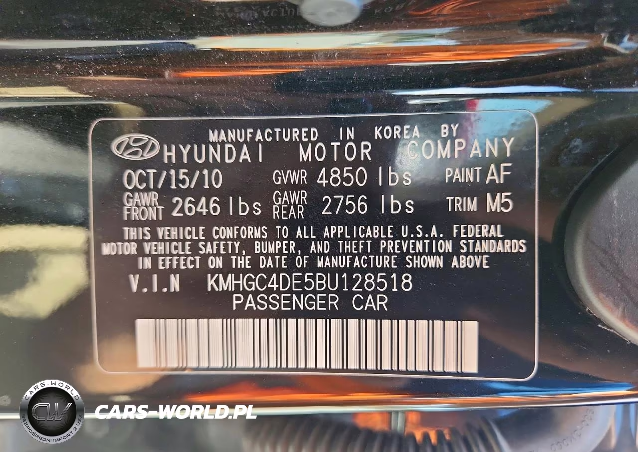 2011 Hyundai Genesis 3.8L VIN:KMHGC4DE5BU128518 - 12